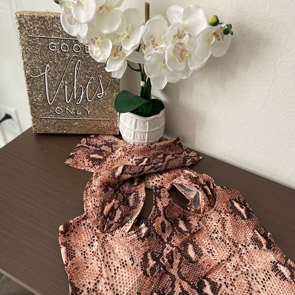 Nude/ Brown Snakeprint Haltertop